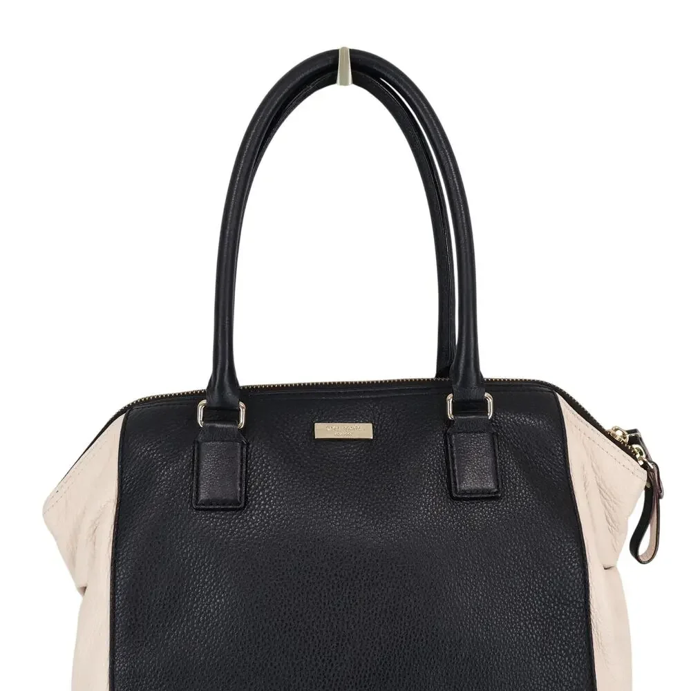 Kate Spade Ollie Magnolia Park Two Tone Leather Black Cream Handbag Satchel